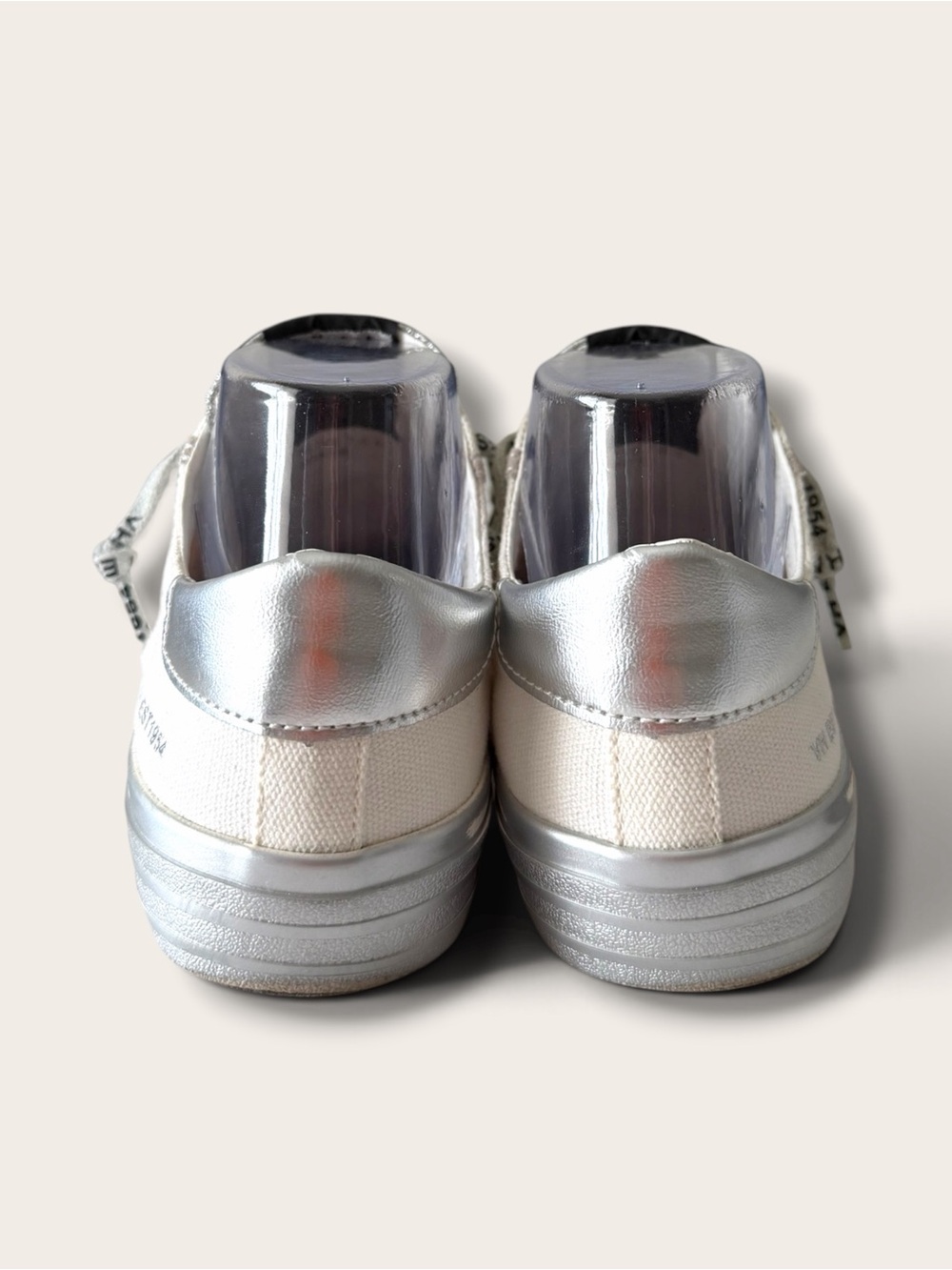 Vintage Havana White & Silver Low-Top Sneakers - Picture 5 of 12